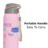 Youp Stainless Steel Pink Color Peppa Pig Theme Kids Insulated Double Wall Sipper Bottle Googlie - 500 ml