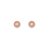 Enamel Flower Cut Out Over Mother of Pearl Earring