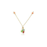 Enamel Butterfly & Flowers Cluster Chain Necklace