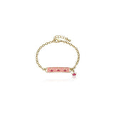 Hot Pink Crowns on Pink Id Bracelet with hanging Crown Charm