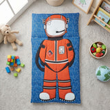 Astronaut Kids Seeping Bag — Hand-Quilted Cotton Space Sleeping Bag for Boys