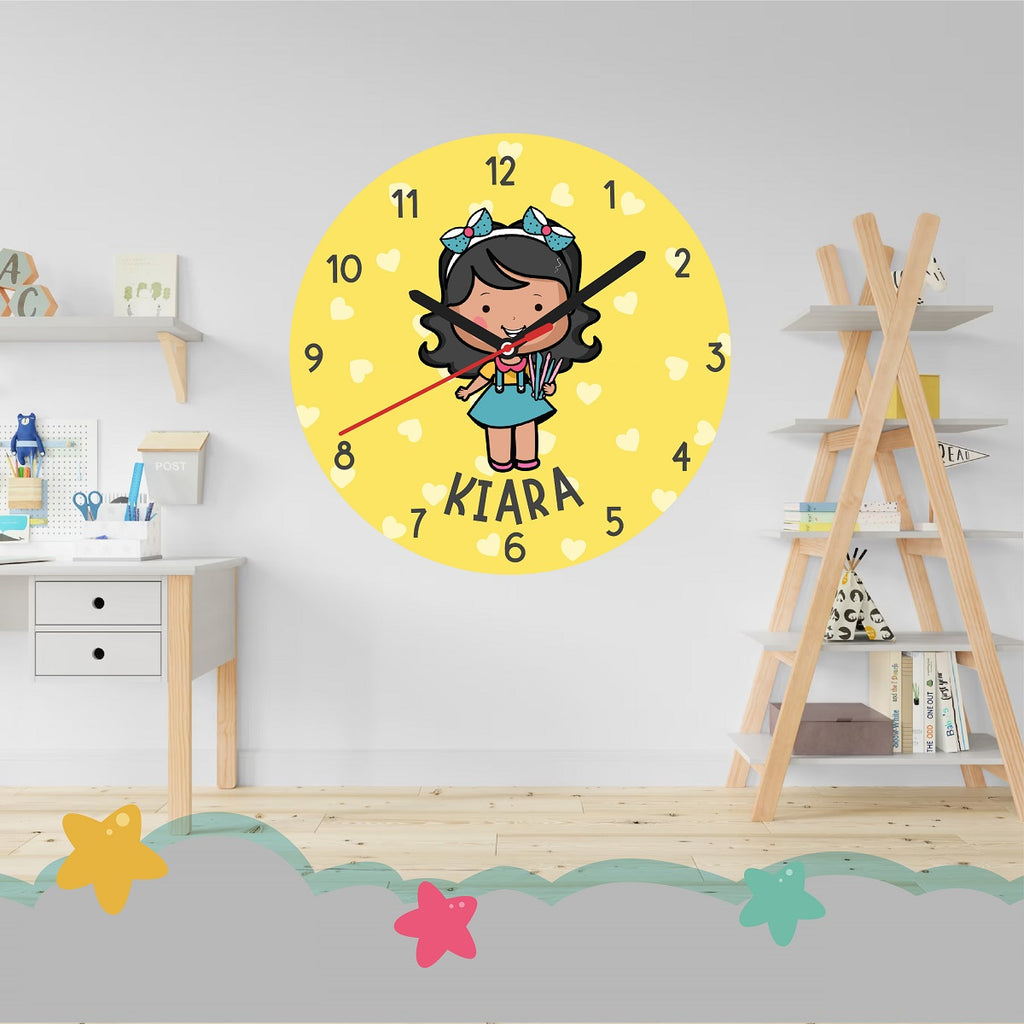 Wall Clock - Girl with Crayons