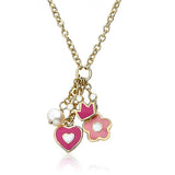 Heart Flower and Crown Cluster Chain Necklace