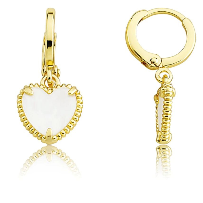 Classic Earring with Mother of Pearl Heart Dangle