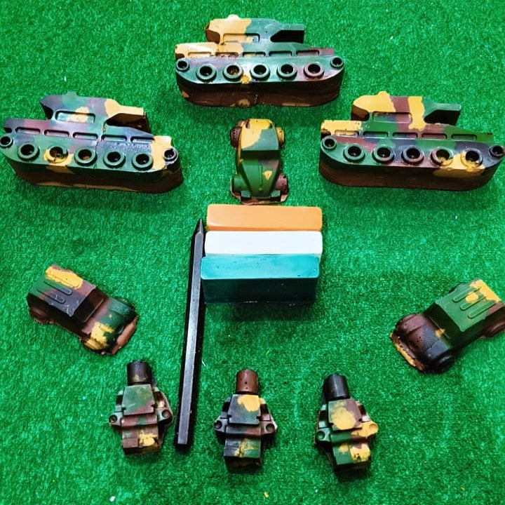 Indian Military Theme Crayons – Complete Set of 12, Ages 3+