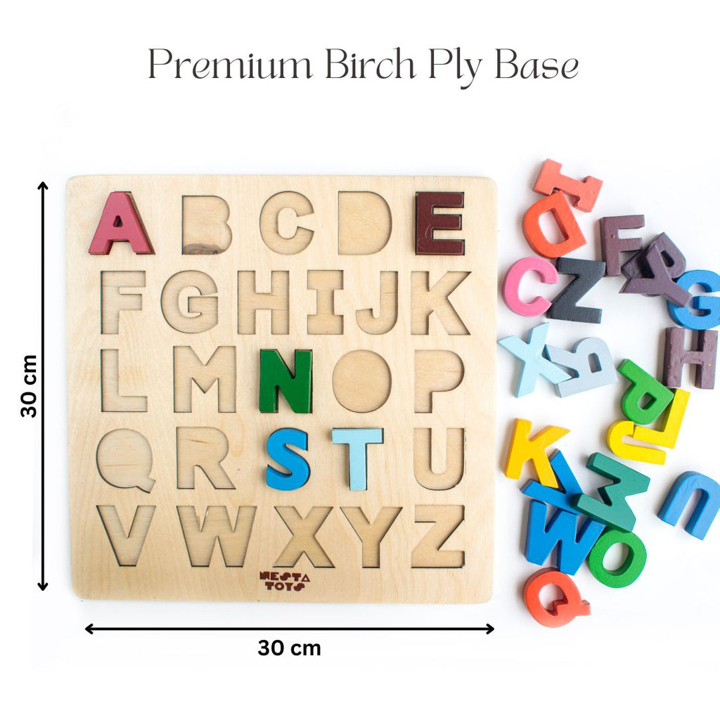Alphabet Blocks Learning Puzzle | Wooden ABC Letters Colourful Educational Puzzle Toy