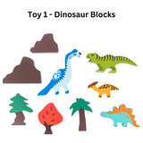 Wooden Dinosaur Blocks, Egg Shaker (Rattle) & Teether