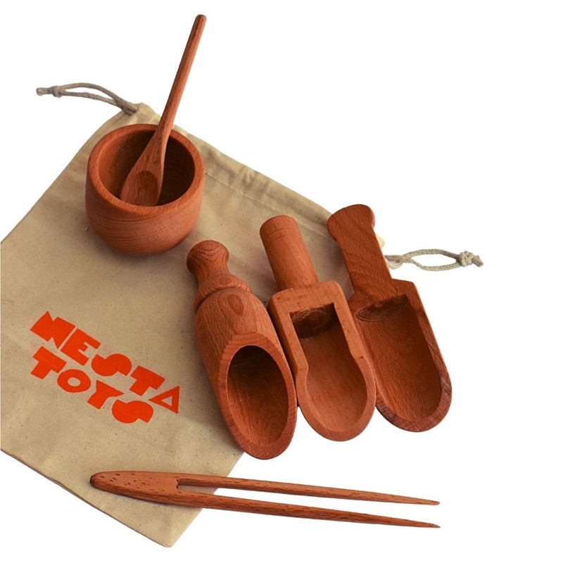 Sensory Wooden Toy Set - 6 Pcs (Beech Wood) shown from a different angle