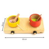 Wooden Gas Stove and Cooking Set (10 Pcs)