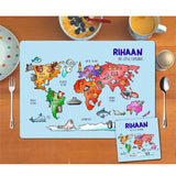 Mat Coaster Set - World Map