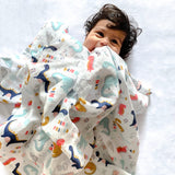 Dino Friend - Reversible Muslin Blanket