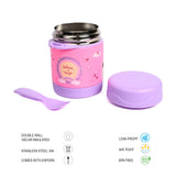 Youp Stainless Steel Insulated Pink Purple Color Food Jar With Fork Munchkin - 325 ml