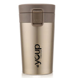 Youp Thermosteel Gold Color Coffee Mug with Press to Open Cap - 350 ml