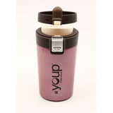 Youp Thermosteel Metallic Pink Color Coffee Mug with Press to Open Cap - 350 ml