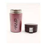 Youp Thermosteel Metallic Pink Color Coffee Mug with Press to Open Cap - 350 ml