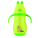 Youp Stainless Steel Green Color Kids Sipper Bottle with Handle Wiggly - 350 ml