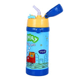 Youp Stainless Steel Blue Color Giraffe Theme Kids Insulated Sipper Bottle With Strap Brave -350 ml