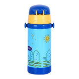 Youp Stainless Steel Blue Color Giraffe Theme Kids Insulated Sipper Bottle With Strap Brave -350 ml