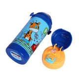 Youp Stainless Steel Blue Color Giraffe Theme Kids Insulated Sipper Bottle With Strap Brave -350 ml