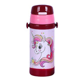 Youp Stainless Steel Pink Color Giraffe Theme Kids Insulated Sipper Bottle With Strap Brave -350 ml