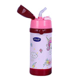 Youp Stainless Steel Pink Color Giraffe Theme Kids Insulated Sipper Bottle With Strap Brave -350 ml