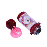 Youp Stainless Steel Pink Color Giraffe Theme Kids Insulated Sipper Bottle With Strap Brave -350 ml