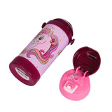 Youp Stainless Steel Pink Color Giraffe Theme Kids Insulated Sipper Bottle With Strap Brave -350 ml