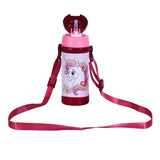 Youp Stainless Steel Pink Color Giraffe Theme Kids Insulated Sipper Bottle With Strap Brave -350 ml
