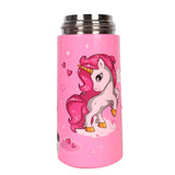 Youp Stainless Steel Insulated Pink and Purple Color Space Theme Kids Anti-dust Sipper Bottle Tinkler - 400 ml
