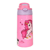 Youp Stainless Steel Insulated Pink and Purple Color Space Theme Kids Anti-dust Sipper Bottle Tinkler - 400 ml