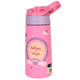 Youp Stainless Steel Insulated Pink and Purple Color Space Theme Kids Anti-dust Sipper Bottle Tinkler - 400 ml