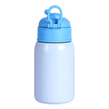 Youp Stainless Steel Blue Grey Color Aeroplane Print Kids Insulated Sipper Bottle with Leather Cover and Strap Tiago - 500 ml