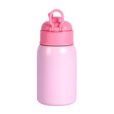 Youp Stainless Steel Pink Color Owl Print Kids Insulated Sipper Bottle with Leather Cover and Strap Tiago - 500 ml