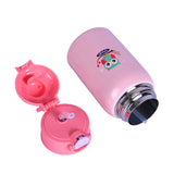Youp Stainless Steel Pink Color Owl Print Kids Insulated Sipper Bottle with Leather Cover and Strap Tiago - 500 ml