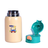 Youp Stainless Steel Green Yellow Color Car Print Kids Insulated Sipper Bottle with Leather Cover and Strap Tiago - 500 ml
