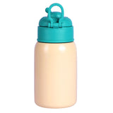 Youp Stainless Steel Green Yellow Color Car Print Kids Insulated Sipper Bottle with Leather Cover and Strap Tiago - 500 ml
