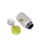 Youp Stainless Steel White Yellow Color Tiger Print Kids Insulated Sipper Bottle with Leather Cover and Strap Tiago - 500 ml