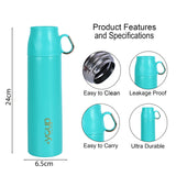 Youp Thermosteel Insulated Blue Grey Color Water Bottle With Handle Containing Cup Cap Rover - 500 ml