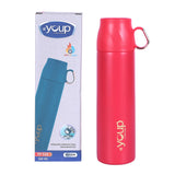Youp Thermosteel Insulated Pink Color Water Bottle With Handle Containing Cup Cap Rover - 500 ml