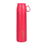 Youp Thermosteel Insulated Pink Color Water Bottle With Handle Containing Cup Cap Rover - 500 ml