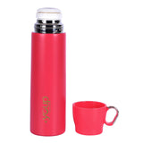 Youp Thermosteel Insulated Pink Color Water Bottle With Handle Containing Cup Cap Rover - 500 ml