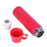 Youp Thermosteel Insulated Pink Color Water Bottle With Handle Containing Cup Cap Rover - 500 ml