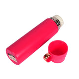 Youp Thermosteel Insulated Pink Color Water Bottle With Handle Containing Cup Cap Rover - 500 ml