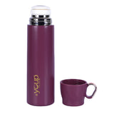 Youp Thermosteel Insulated Purple Color Water Bottle With Handle Containing Cup Cap Rover - 500 ml