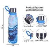 Youp Stainless Steel Blue Water Bottle for Office Gym Travel School Dance Home Refrigerator Water Bottle For Adults Kids Girls Boys - 1000 ml