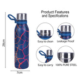 Youp Stainless Steel Purple Water Bottle for Office Gym Travel School Dance Home Refrigerator Water Bottle For Adults Kids Girls Boys - 1000 ml
