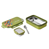 Youp Stainless Steel Mehendi Green Color Kids Lunch Box Yummy - 500 ml