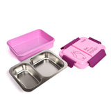 Youp Stainless Steel Purple Color Kids Bento Lunch Box With 2 Compartments Donut  - 750 ml