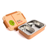 Youp Stainless Steel Yellow Color Kids Bento Lunch Box With 2 Compartments Donut  - 750 ml