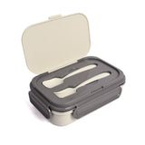Youp Stainless Steel Insulated Grey Color Lunch Box With Fork, Spoon and Small Container Rolex - 850 ml